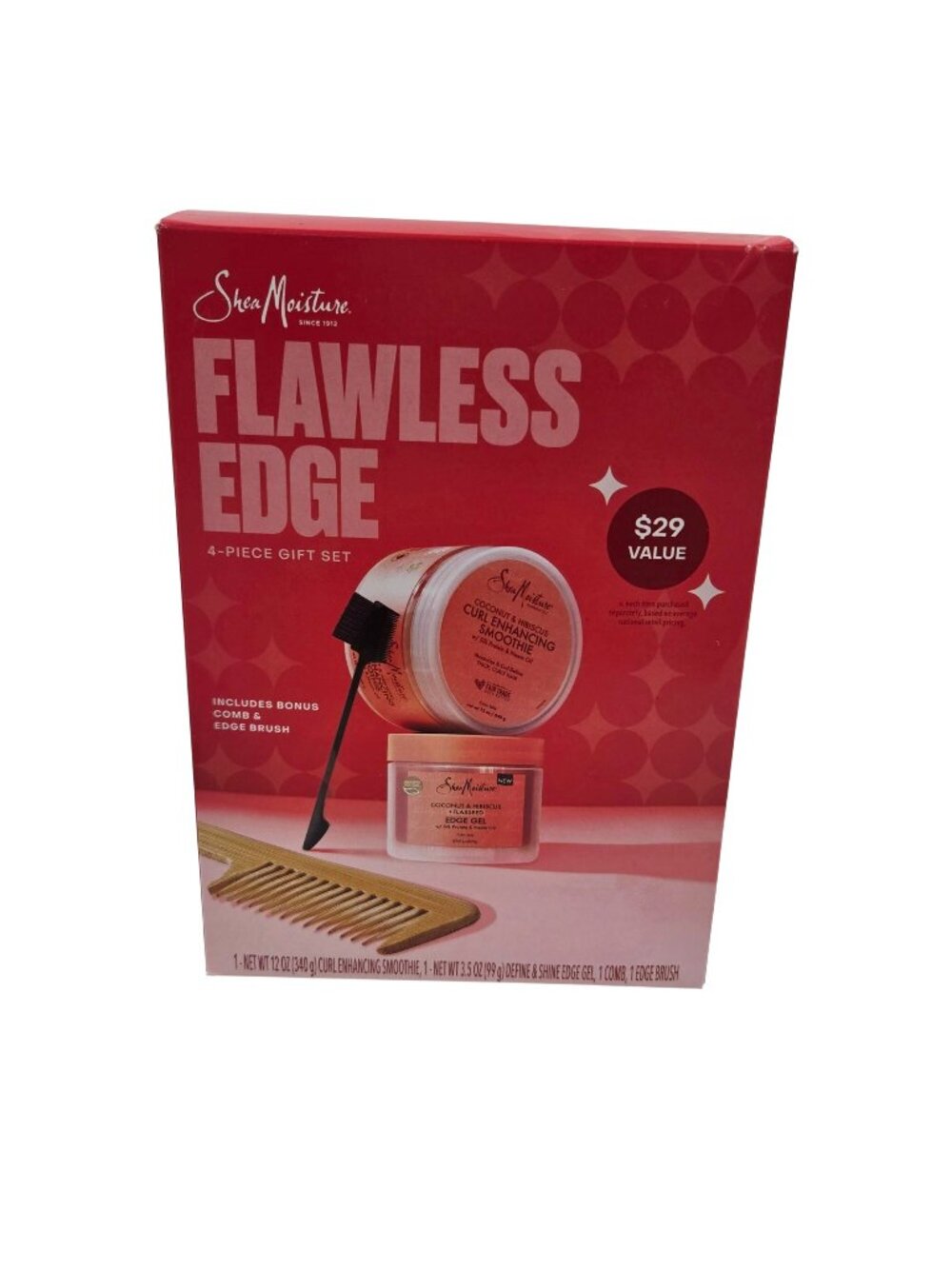 Shea Moisture Flawless Edge 4 Pc Set Comb Brush Edge Gel Curl Enhancing Smoothie